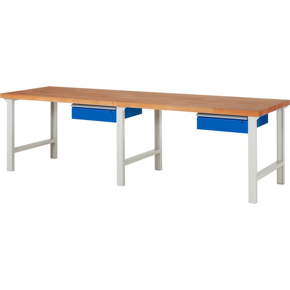 Číslo obrázka výrobku 1: Pracovný stôl RAU série 7 000, v × š × h 790 – 1 140 × 3 000 × 900 mm, s 2 zásuvkami