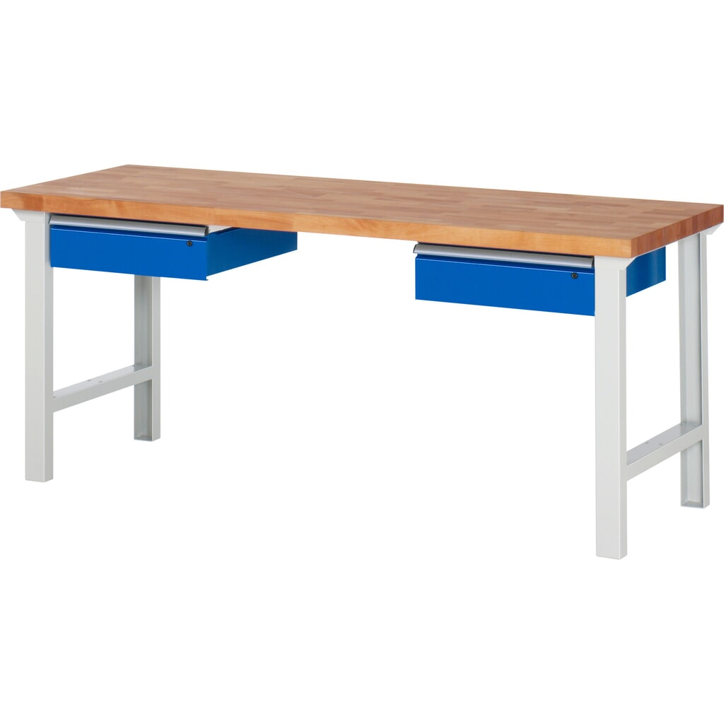 Obrázok výrobku: Pracovný stôl RAU série 7000, v × š × h 840 × 2 000 × 700 mm, 2 zásuv., 2 × 150 mm