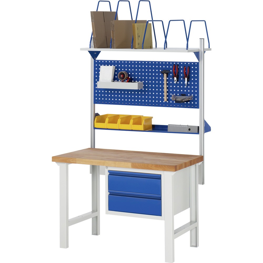 Číslo obrázka výrobku 5: Pracovný stôl RAU série 7000, počet kontajnerov: 1, v × š × h 790 – 1 140 × 1 250 × 700 mm, 2 zásuv. s 90 % vysunutím, 2 × 180 mm