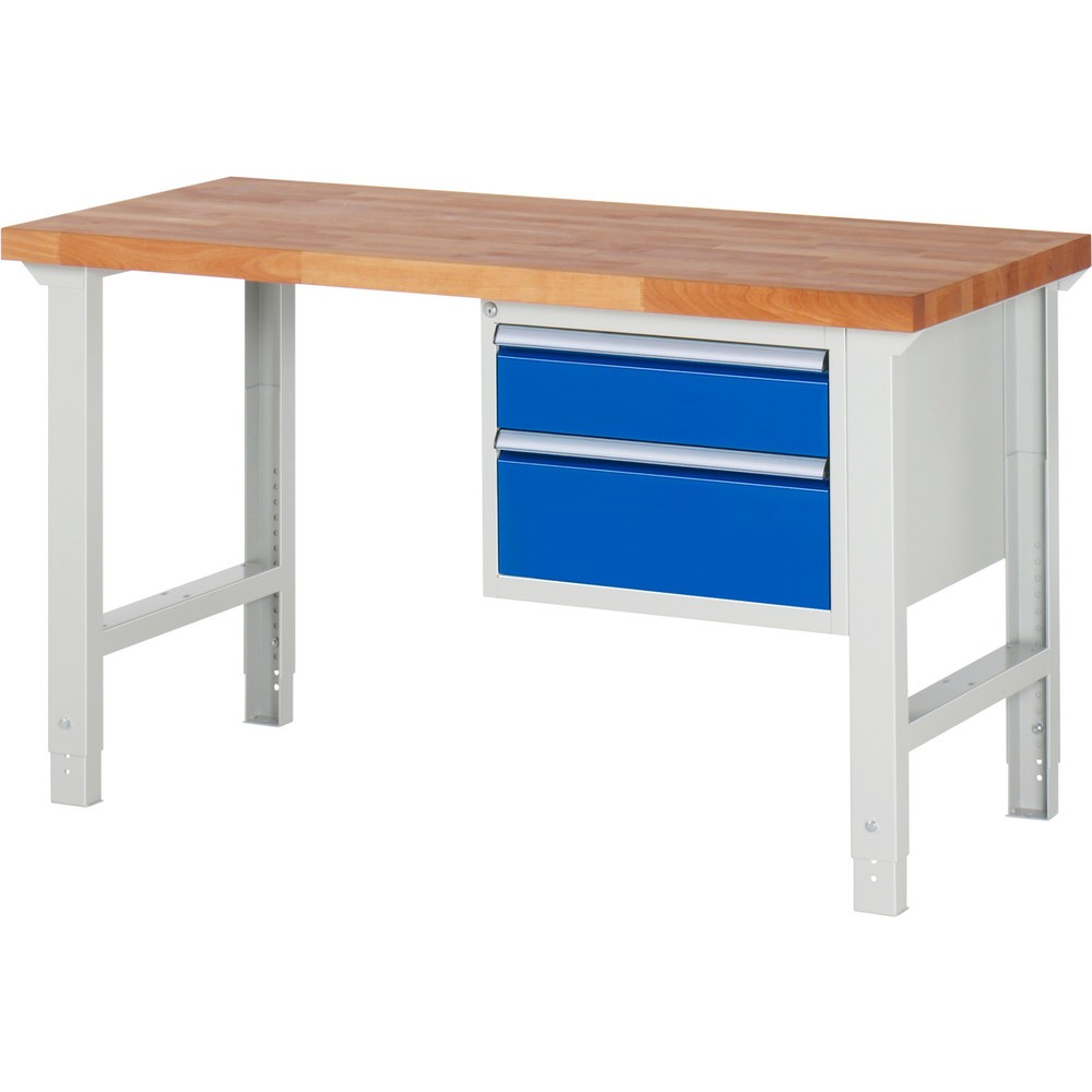 Číslo obrázka výrobku 1: Pracovný stôl RAU série 7000, počet kontajnerov: 1, v × š × h 790 – 1 140 × 1 500 × 700 mm, 2 zásuv. s 90 % vysunutím, 1 × 150, 1 × 210 mm
