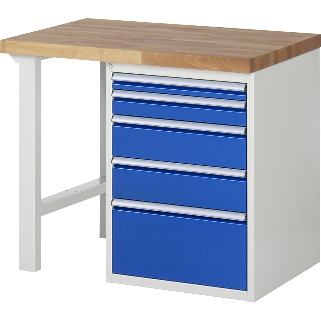 Pracovný stôl RAU série 7000, počet kontajnerov: 1, v × š × h 840 × 1 000 × 700 mm, 5 zásuv. s 90 % vysunutím, 1 × 60, 1 × 90, 2 × 150, 1 × 270 mm, nosnosť zásuv. 100 kg Číslo obrázka výrobku 1: Pracovný stôl RAU série 7000, počet kontajnerov: 1, v × š × h 840 × 1 000 × 700 mm, 5 zásuv. s 90 % vysunutím, 1 × 60, 1 × 90, 2 × 150, 1 × 270 mm, nosnosť zásuv. 100 kg