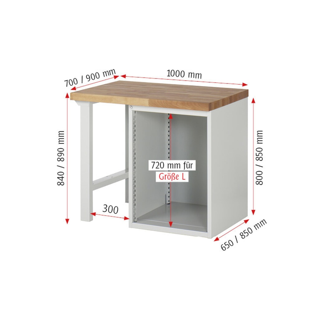 Číslo obrázka výrobku 6: Pracovný stôl RAU série 7000, počet kontajnerov: 1, v × š × h 890 × 1 000 × 700 mm, 7 zásuv. s 90 % vysunutím, nosnosť zásuv. 100 kg