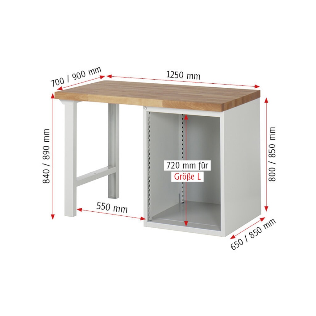 Pracovný stôl RAU série 7000, počet kontajnerov: 1, v × š × h 890 × 1 250 × 700 mm, 2 zásuv. s 90 % vysunutím, 1 krídlové dvere, 1 polica Číslo obrázka výrobku 7: Pracovný stôl RAU série 7000, počet kontajnerov: 1, v × š × h 890 × 1 250 × 700 mm, 2 zásuv. s 90 % vysunutím, 1 krídlové dvere, 1 polica