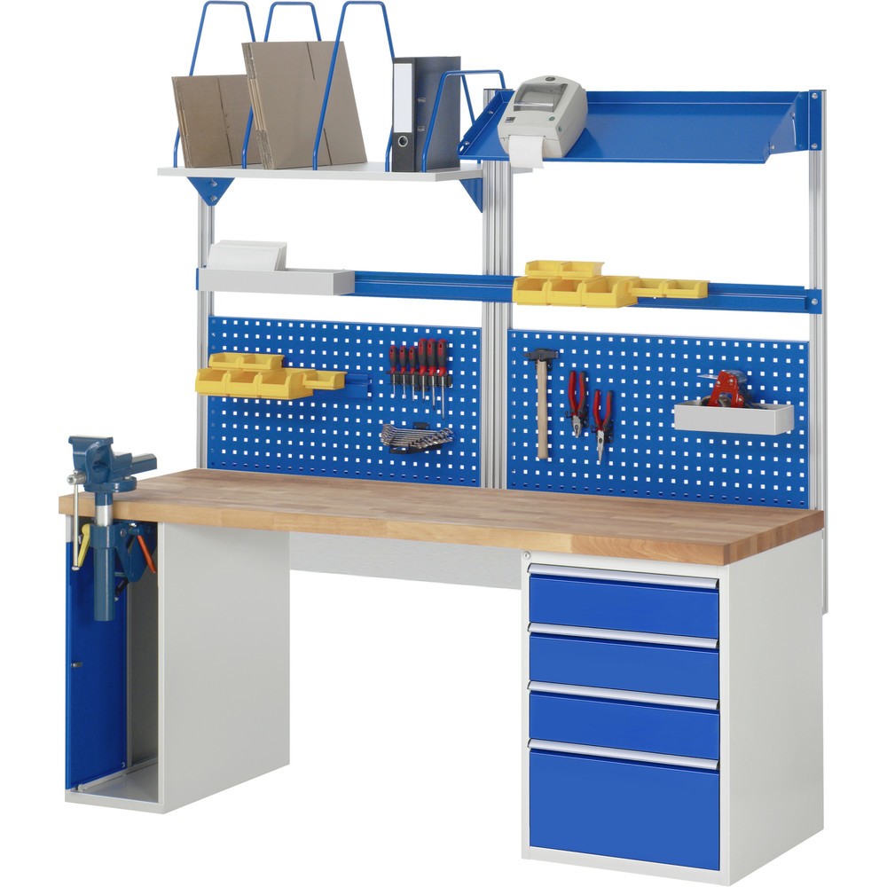 Číslo obrázka výrobku 4: Pracovný stôl RAU série 7000, počet kontajnerov: 2, v × š × h 840 × 2 000 × 700 mm, 5 zásuv., 1 × 60 mm, 1 × 90 mm, 2 × 150 mm, 1 × 270 mm