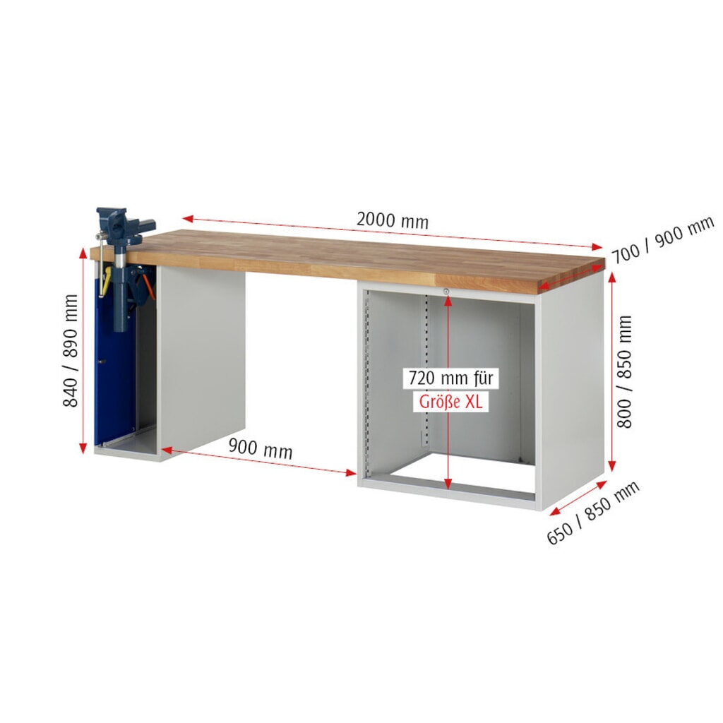 Pracovný stôl RAU série 7000, počet kontajnerov: 2, v × š × h 840 × 2 000 × 900 mm, 4 zásuv. s 90 % vysunutím, 3 × 150 mm, 1 × 270 mm, nosnosť zásuv. 100 kg Číslo obrázka výrobku 6: Pracovný stôl RAU série 7000, počet kontajnerov: 2, v × š × h 840 × 2 000 × 900 mm, 4 zásuv. s 90 % vysunutím, 3 × 150 mm, 1 × 270 mm, nosnosť zásuv. 100 kg