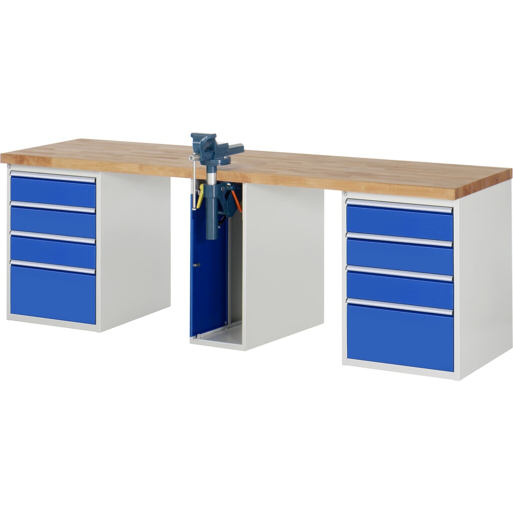Pracovný stôl RAU série 7000, počet kontajnerov: 3, v × š × h 840 × 2 500 × 700 mm, 8 zásuv. s 90 % vysunutím, 6 × 150 mm, 2 × 270 mm Obrázok výrobku: Pracovný stôl RAU série 7000, počet kontajnerov: 3, v × š × h 840 × 2 500 × 700 mm, 8 zásuv. s 90 % vysunutím, 6 × 150 mm, 2 × 270 mm