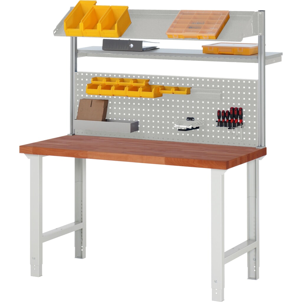 Pracovný stôl RAU série 7000, pracovná doska z masívu buka lesného, 1 zásuvka, v × š × h 790 – 1 140 × 1 500 × 700 mm, 1 zásuvka Číslo obrázka výrobku 2: Pracovný stôl RAU série 7000, pracovná doska z masívu buka lesného, 1 zásuvka, v × š × h 790 – 1 140 × 1 500 × 700 mm, 1 zásuvka