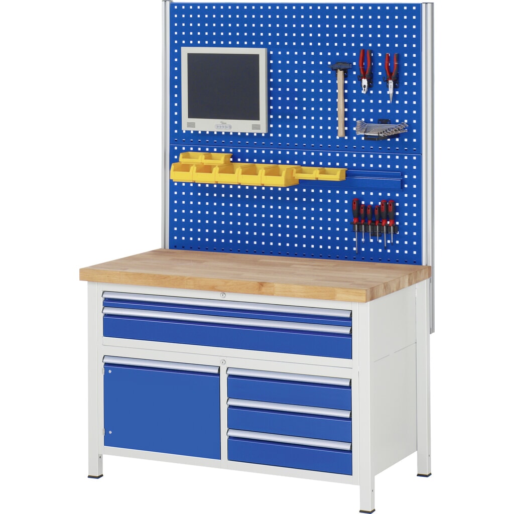 Pracovný stôl RAU série 8000, 1 trojitý kontajner, v × š × h 840 – 1 040 × 1 250 × 700 mm, 7 L + 2 XXL zásuv., s 90 % vysunutím Číslo obrázka výrobku 8: Pracovný stôl RAU série 8000, 1 trojitý kontajner, v × š × h 840 – 1 040 × 1 250 × 700 mm, 7 L + 2 XXL zásuv., s 90 % vysunutím