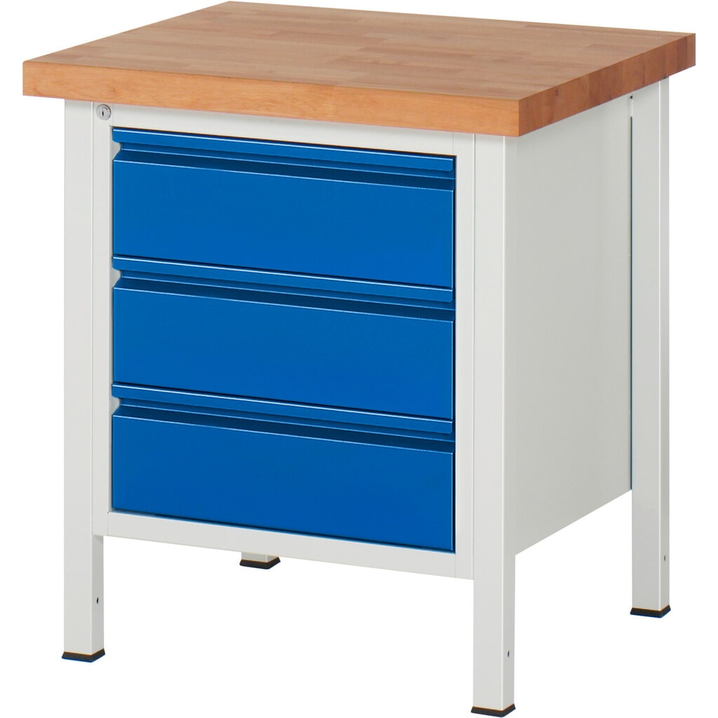 Pracovný stôl RAU série 8000, v × š × h 840 × 750 × 700 mm, 3 zásuv. s 90 % vysunutím, 3 × 180 mm, nosnosť zásuv. 100 kg Číslo obrázka výrobku 1: Pracovný stôl RAU série 8000, v × š × h 840 × 750 × 700 mm, 3 zásuv. s 90 % vysunutím, 3 × 180 mm, nosnosť zásuv. 100 kg