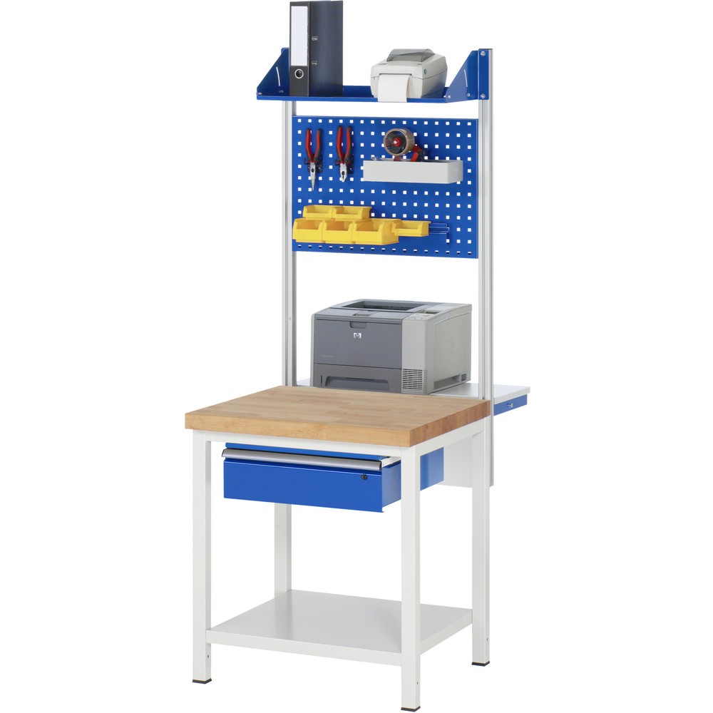 Číslo obrázka výrobku 7: Pracovný stôl RAU série 8000, v × š × h 840 – 1 040 × 750 × 900 mm, 1 zásuvka, 1 odkladacie dno, hĺbka 650 mm