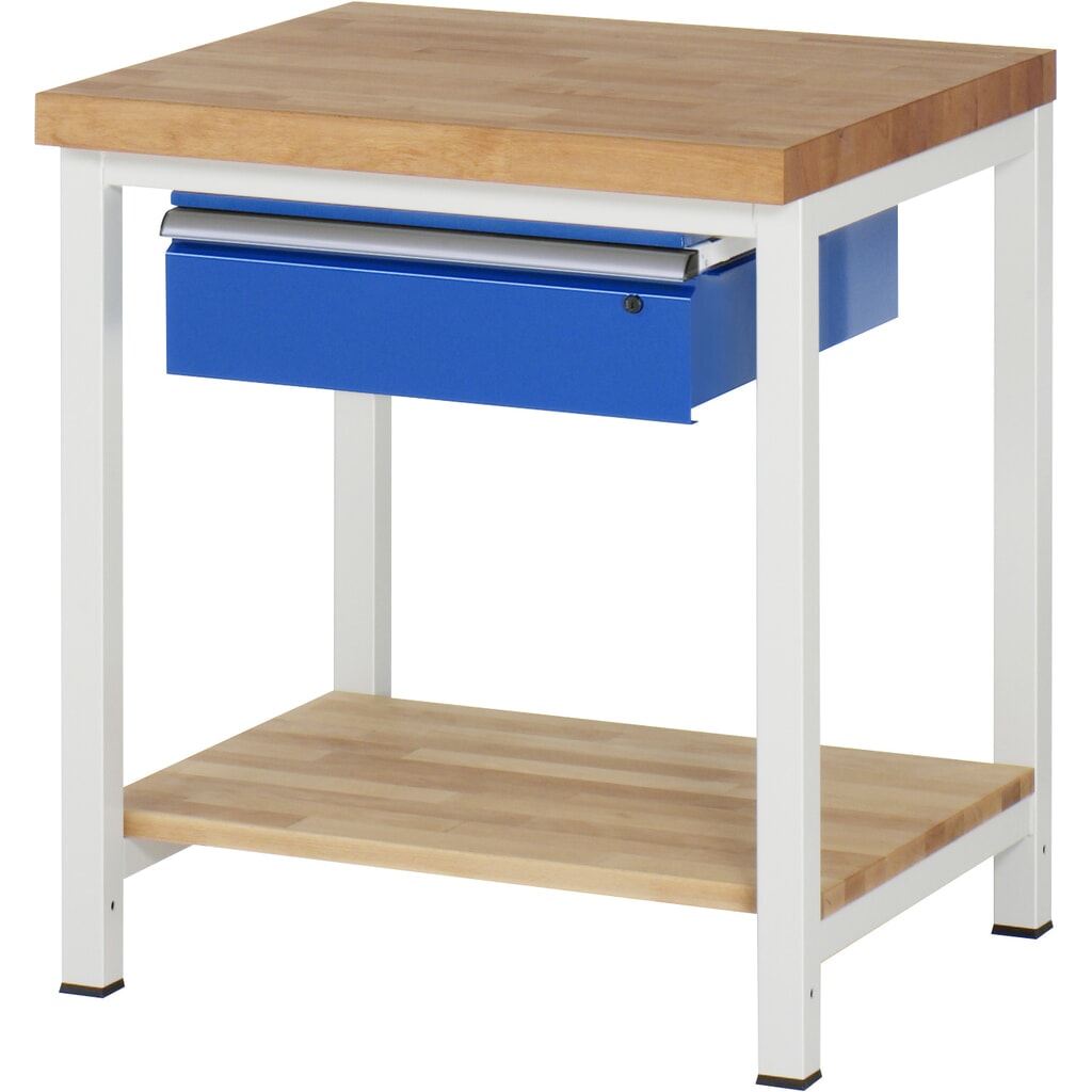 Číslo obrázka výrobku 1: Pracovný stôl RAU série 8 000, v × š × h 840 – 1 040 × 750 × 700 mm, 1 zásuvka vpravo, dolné odkladacie dno