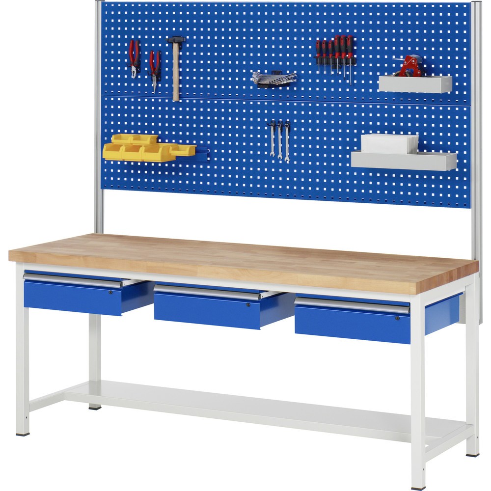 Číslo obrázka výrobku 4: Pracovný stôl RAU série 8000, v × š × h 840 × 2 000 × 700 mm, 3 zásuv., 1 odkladacie dno, hĺbka 320 mm