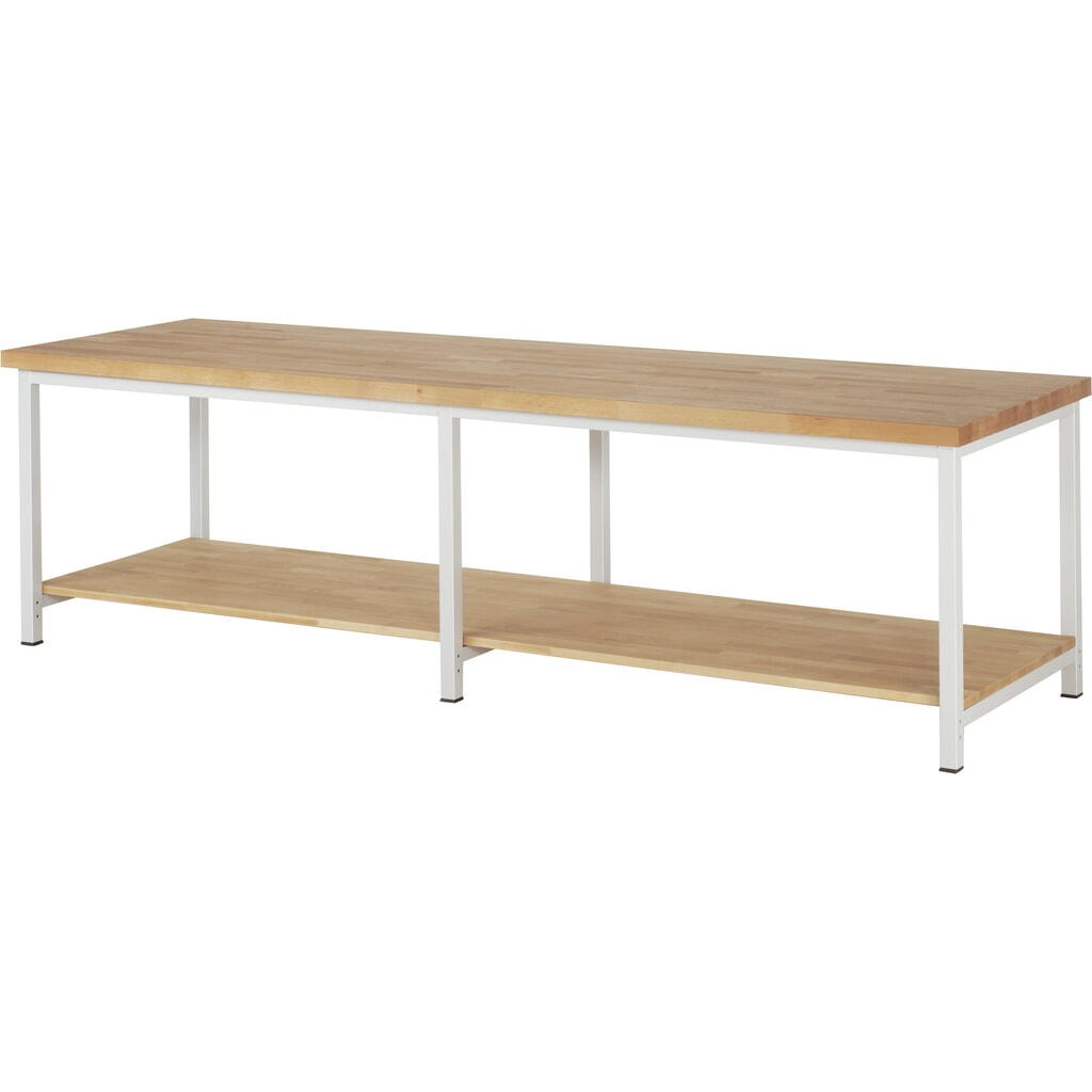Pracovný stôl RAU série 8000, v × š × h 840 – 1 040 × 3 000 × 900 mm, s dolným odkladacím dnom Obrázok výrobku: Pracovný stôl RAU série 8000, v × š × h 840 – 1 040 × 3 000 × 900 mm, s dolným odkladacím dnom