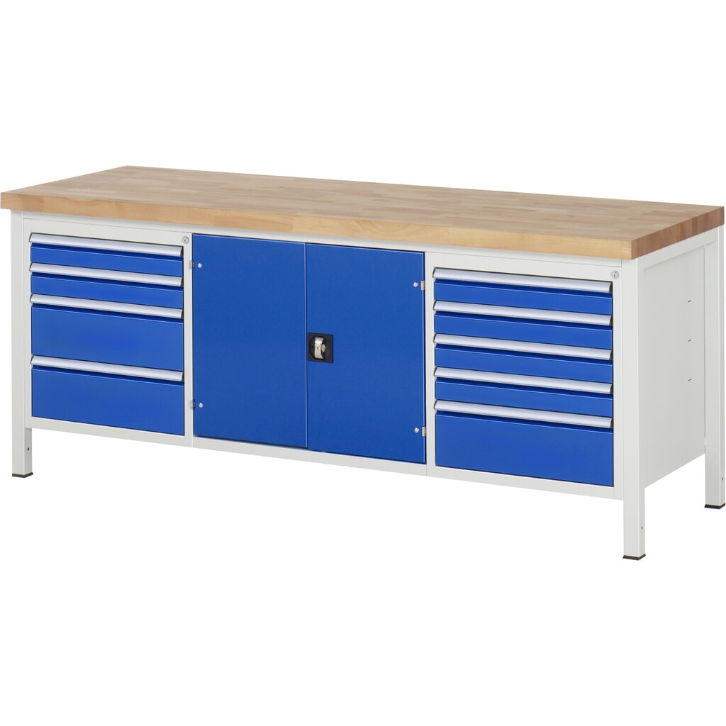 Pracovný stôl RAU série 8000, 1 trojitý kontajner, 1 polica, 1 krídlové dvere, v × š × h 840 × 2 000 × 700 mm, 9 zásuviek s 90 % vysunutím Číslo obrázka výrobku 1: Pracovný stôl RAU série 8000, 1 trojitý kontajner, 1 polica, 1 krídlové dvere, v × š × h 840 × 2 000 × 700 mm, 9 zásuviek s 90 % vysunutím