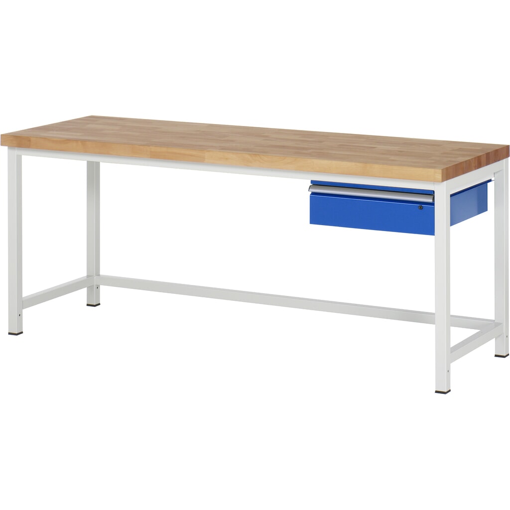 Obrázok výrobku: Pracovný stôl RAU série 8 000, v × š × h 840 – 1 040 × 2 000 × 700 mm, 1 zásuvka