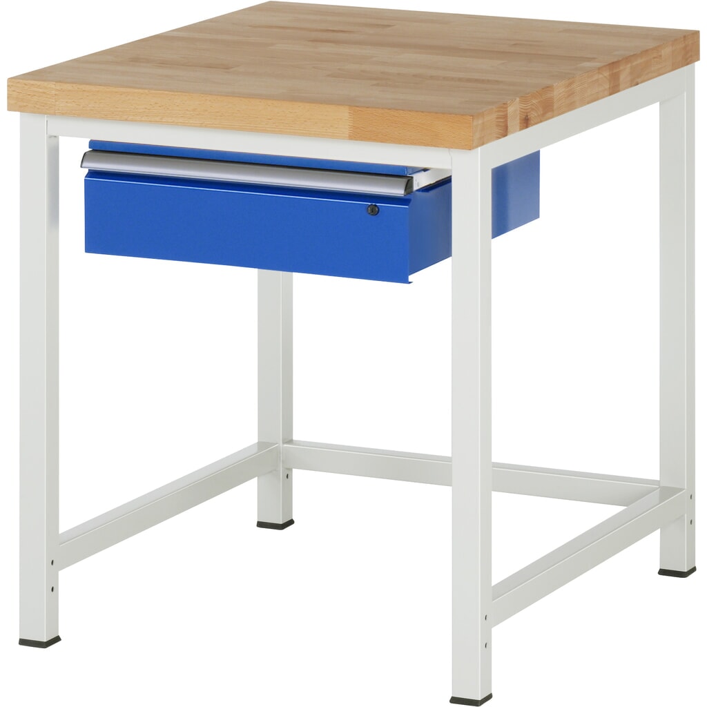 Pracovný stôl RAU série 8 000, v × š × h 840 – 1 040 × 750 × 900 mm, 1 zásuvka Obrázok výrobku: Pracovný stôl RAU série 8 000, v × š × h 840 – 1 040 × 750 × 900 mm, 1 zásuvka