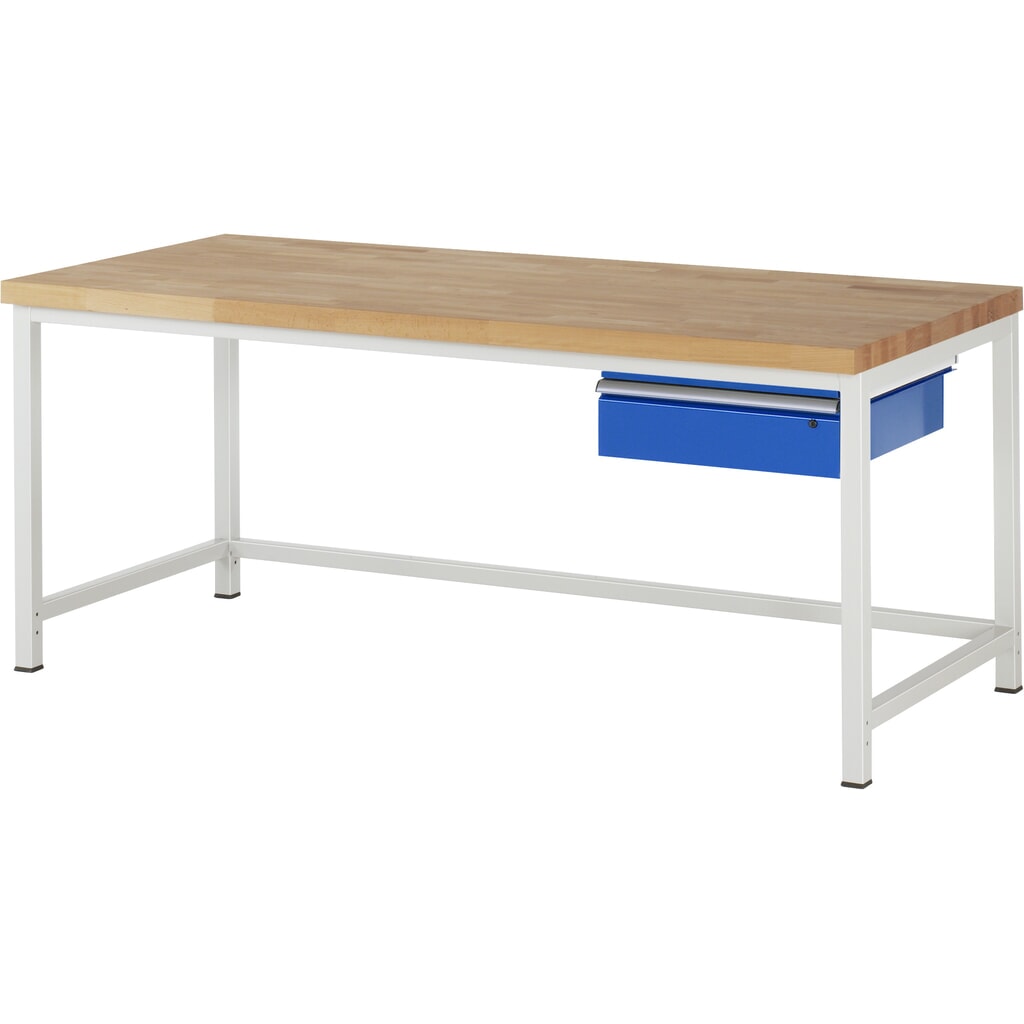 Pracovný stôl RAU série 8 000, v × š × h 840 – 1 040 × 2 000 × 900 mm, 1 zásuvka Číslo obrázka výrobku 1: Pracovný stôl RAU série 8 000, v × š × h 840 – 1 040 × 2 000 × 900 mm, 1 zásuvka