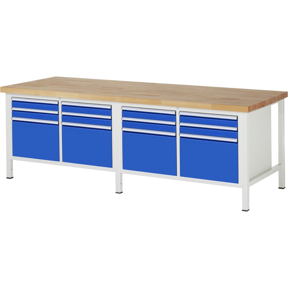 Číslo obrázka výrobku 1: Pracovný stôl RAU série 8000, počet dvojitých kontajnerov: 2, v × š × h 840 × 2 500 × 900 mm, 12 zásuv., 8 × 90, 4 × 360 mm