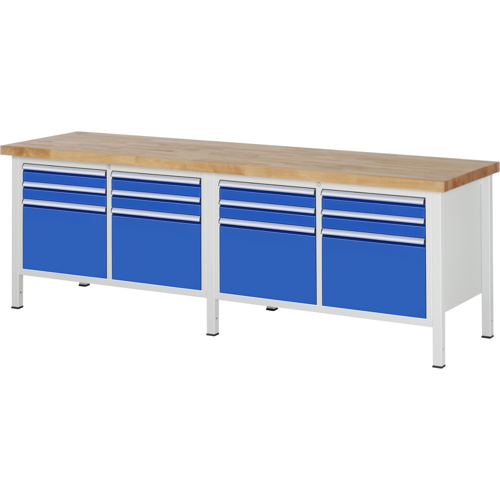 Číslo obrázka výrobku 1: Pracovný stôl RAU série 8000, počet dvojitých kontajnerov: 2, v × š × h 840 × 2 500 × 700 mm, 12 zásuv., 8 × 90, 4 × 360 mm