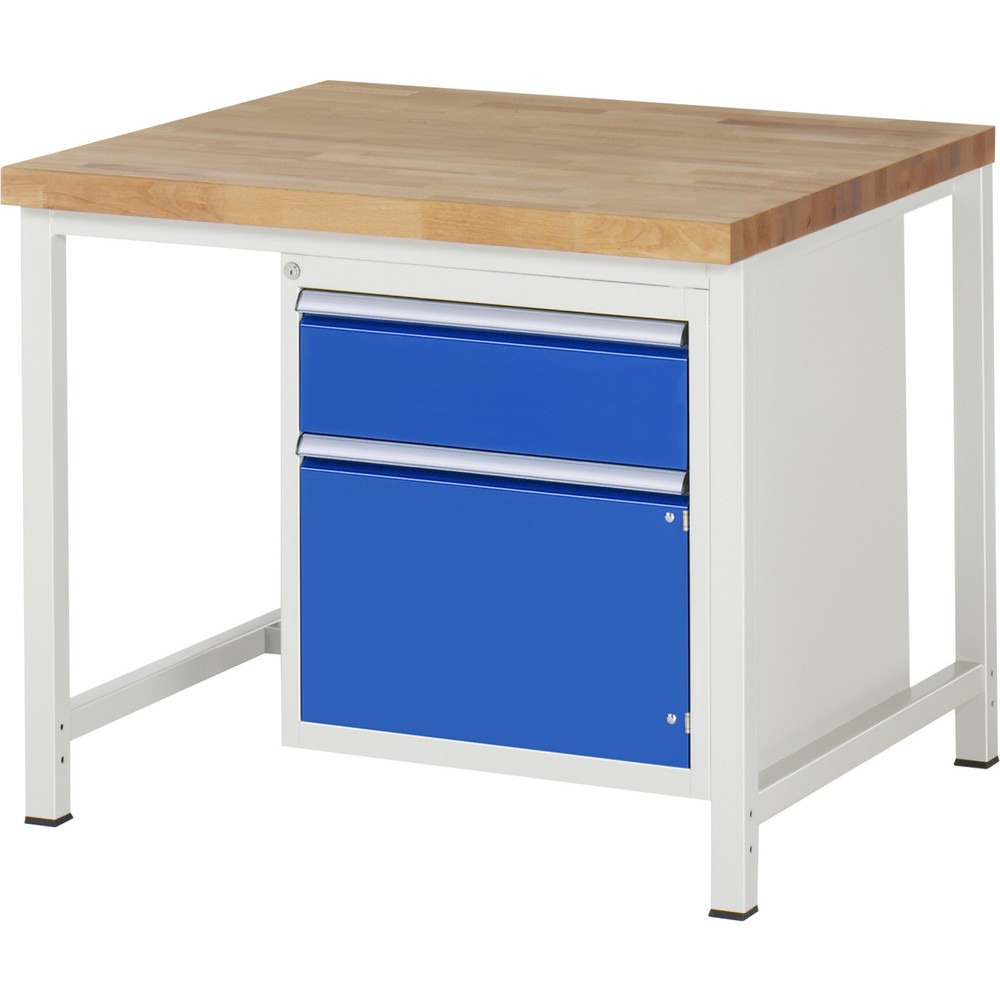 Číslo obrázka výrobku 1: Pracovný stôl RAU série 8000, 1 krídlové dvere, v × š × h 840 – 1 040 × 1 000 × 900 mm, 1 zásuvka, 1 krídlové dvere