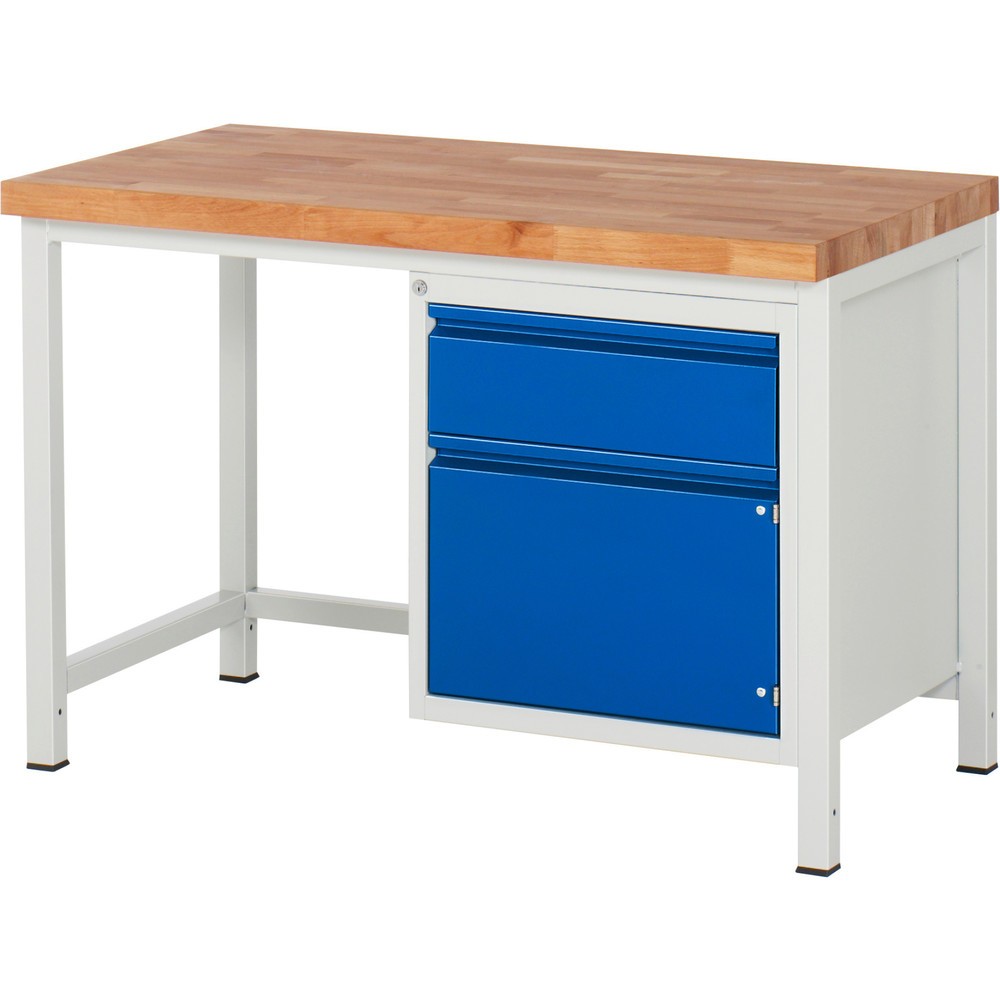Obrázok výrobku: Pracovný stôl RAU série 8000, 1 krídlové dvere, v × š × h 840 – 1 040 × 1 250 × 700 mm, 1 zásuvka