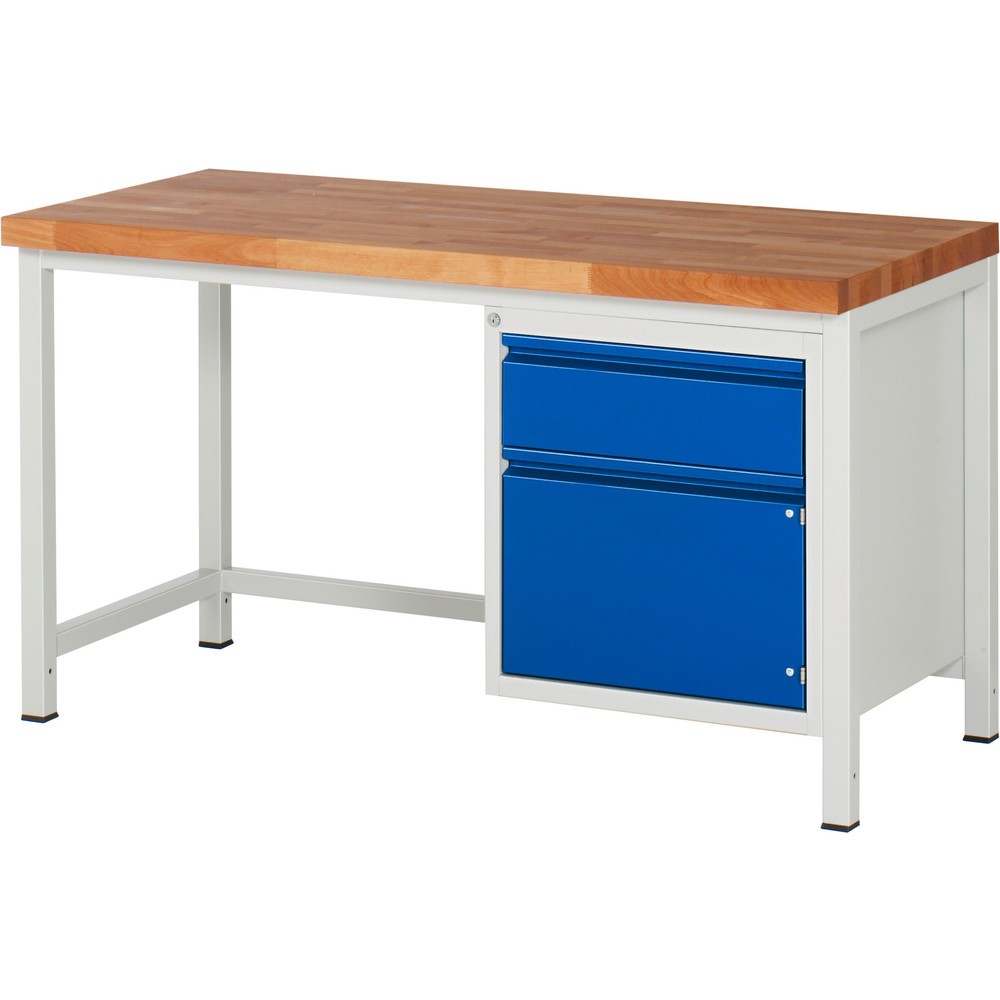 Obrázok výrobku: Pracovný stôl RAU série 8000, 1 krídlové dvere, v × š × h 840 – 1 040 × 1 500 × 700 mm, 1 zásuvka