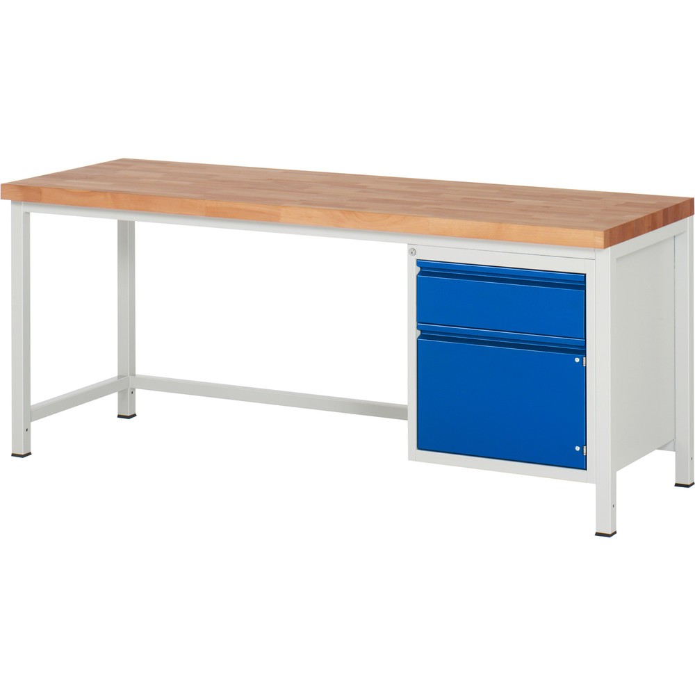 Obrázok výrobku: Pracovný stôl RAU série 8000, 1 krídlové dvere, v × š × h 840 – 1 040 × 2 000 × 700 mm, 1 zásuvka