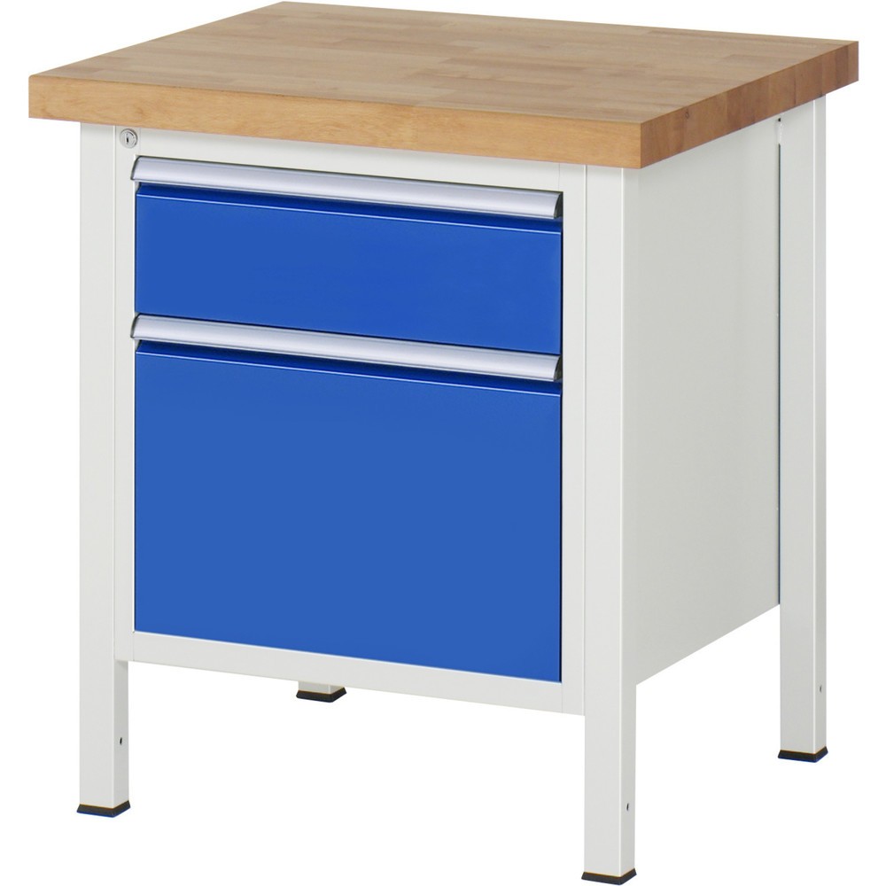 Číslo obrázka výrobku 1: Pracovný stôl RAU série 8000, v × š × h 840 – 1 040 × 750 × 700 mm, 2 zásuv. s 90 % vysunutím, 1 × 180, 1 × 360 mm, nosnosť zásuv. 100 kg