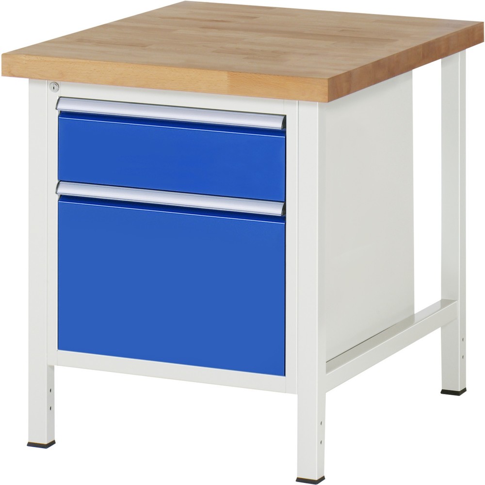 Číslo obrázka výrobku 1: Pracovný stôl RAU série 8000, v × š × h 840 × 750 × 900 mm, 2 zásuv. s 90 % vysunutím, 1 × 180, 1 × 360 mm, nosnosť zásuv. 100 kg