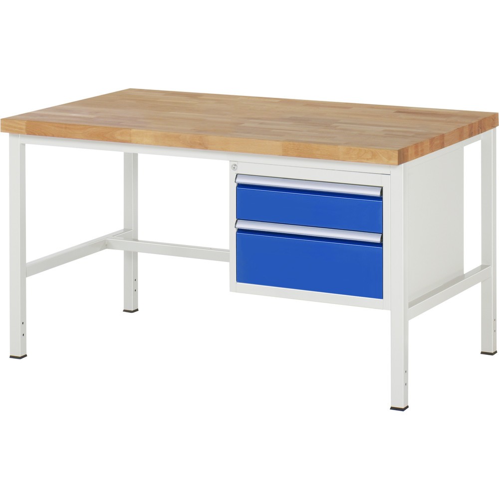 Číslo obrázka výrobku 1: Pracovný stôl RAU série 8000, v × š × h 840 – 1 040 × 1 500 × 900 mm, 2 zásuv. s 90 % vysunutím, 1 × 150, 1 × 210 mm, nosnosť zásuv. 100 kg