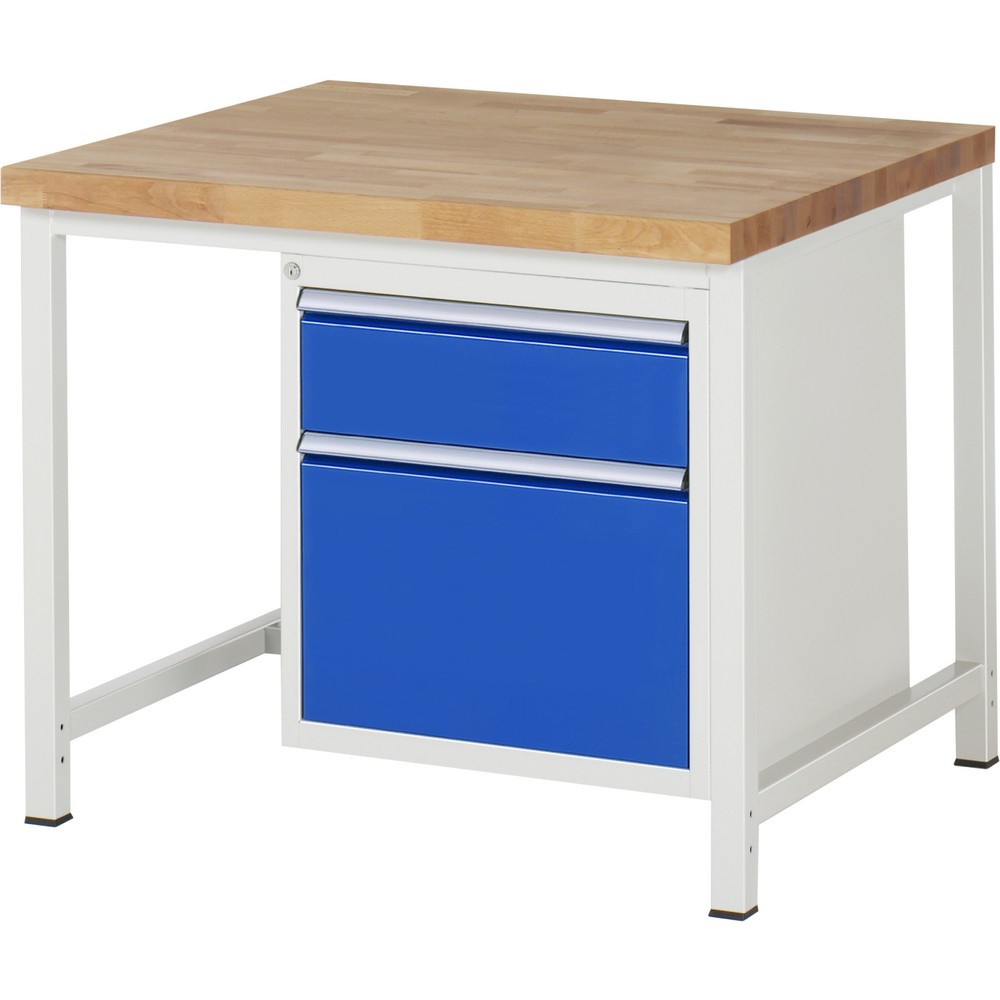 Číslo obrázka výrobku 1: Pracovný stôl RAU série 8000, v × š × h 840 × 1 000 × 900 mm, 2 zásuv. s 100 % vysunutím, 1 × 180, 1 × 360 mm, nosnosť zásuv. 100 kg