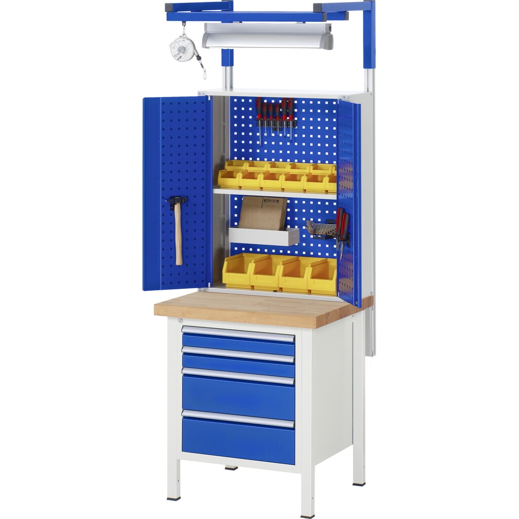 Číslo obrázka výrobku 5: Pracovný stôl RAU série 8000, v × š × h 840 × 750 × 700 mm, 2 zásuv. s 90 % vysunutím, 1 × 150, 1 × 210 mm, nosnosť zásuv. 100 kg