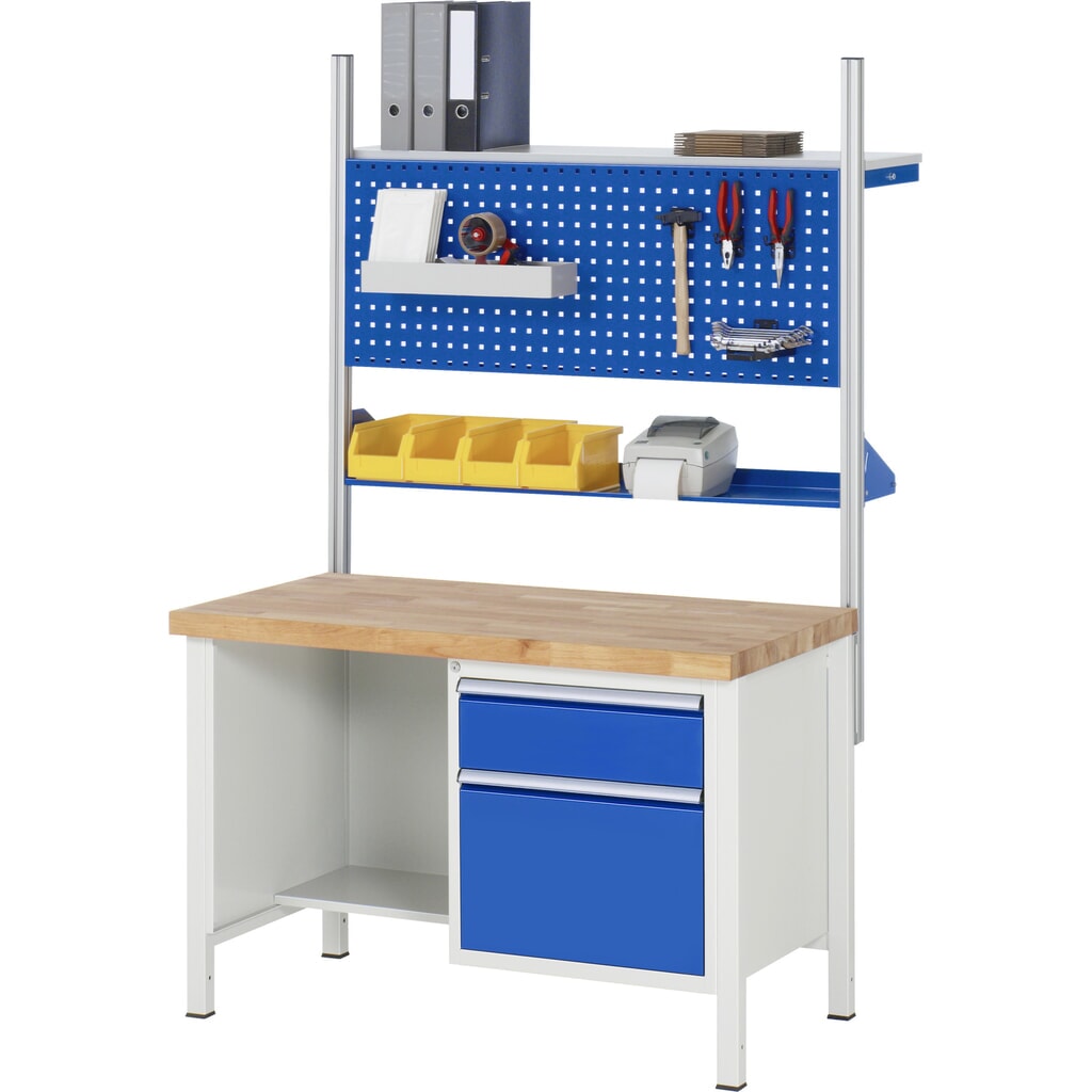Číslo obrázka výrobku 5: Pracovný stôl RAU série 8000, 1 odkladacie dno, v × š × h 840 × 1 250 × 700 mm, 4 zásuv. s 90 % vysunutím