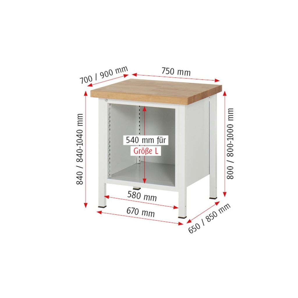 Pracovný stôl RAU série 8000, 1 krídlové dvere, v × š × h 840 – 1 040 × 750 × 700 mm, 1 zásuvka, 1 krídlové dvere Číslo obrázka výrobku 9: Pracovný stôl RAU série 8000, 1 krídlové dvere, v × š × h 840 – 1 040 × 750 × 700 mm, 1 zásuvka, 1 krídlové dvere
