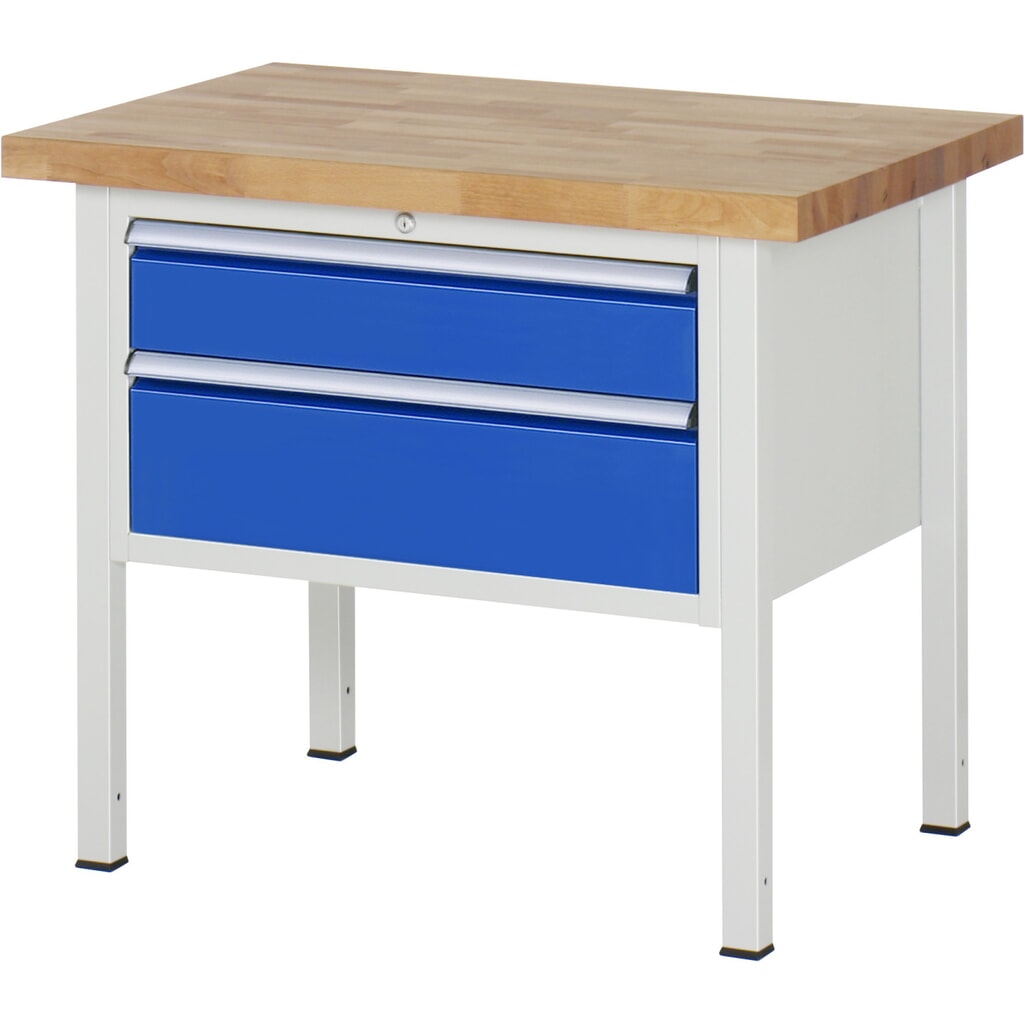 Pracovný stôl RAU série 8000, v × š × h 840 – 1 040 × 1 000 × 700 mm, 2 zásuv. s 90 % vysunutím, 1 × 150, 1 × 210 mm, nosnosť zásuv. 75 kg Obrázok výrobku: Pracovný stôl RAU série 8000, v × š × h 840 – 1 040 × 1 000 × 700 mm, 2 zásuv. s 90 % vysunutím, 1 × 150, 1 × 210 mm, nosnosť zásuv. 75 kg