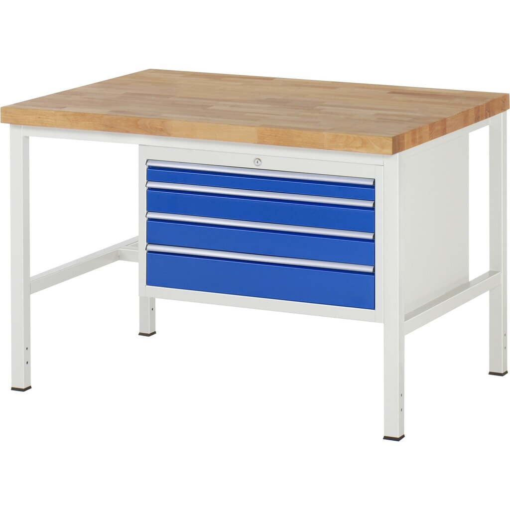 Pracovný stôl RAU série 8000, v × š × h 840 – 1 040 × 1 250 × 900 mm, 4 zásuv. so 100 % vysunutím, 1 × 60, 2 × 90, 1 × 120 mm, nosnosť zásuv. 75 kg Obrázok výrobku: Pracovný stôl RAU série 8000, v × š × h 840 – 1 040 × 1 250 × 900 mm, 4 zásuv. so 100 % vysunutím, 1 × 60, 2 × 90, 1 × 120 mm, nosnosť zásuv. 75 kg