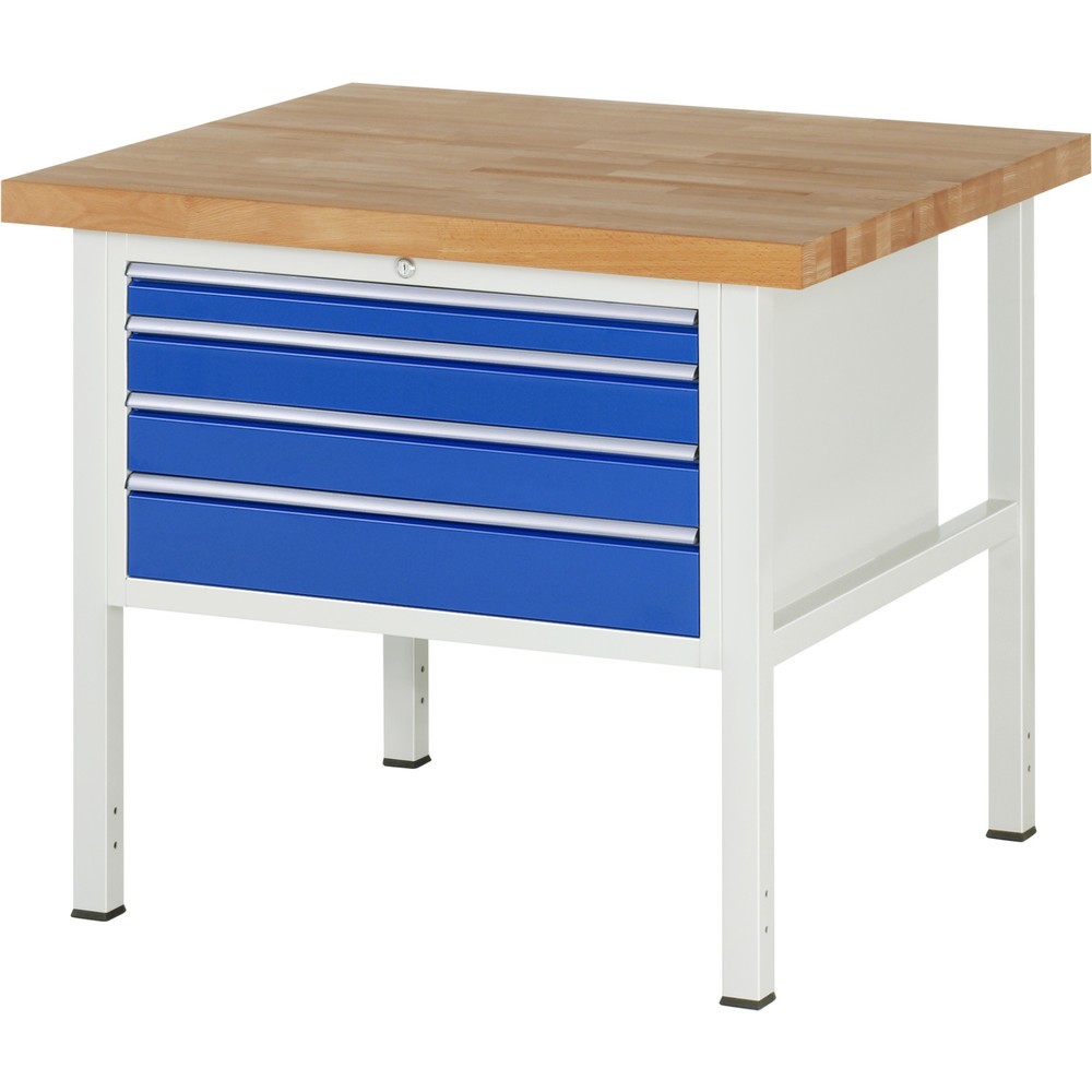 Číslo obrázka výrobku 1: Pracovný stôl RAU série 8000, v × š × h 840 × 1 000 × 900 mm, 4 zásuv. s 90 % vysunutím, 1 × 60, 2 × 90, 1 × 120 mm, nosnosť zásuv. 75 kg