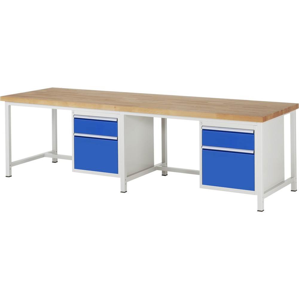 Číslo obrázka výrobku 1: Pracovný stôl RAU série 8000, počet kontajnerov: 2, v × š × h 840 – 1 040 × 3 000 × 900 mm, 4 zásuv. so 90 % vysunutím