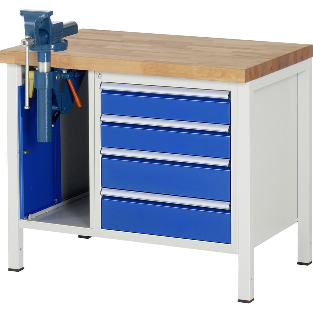 Pracovný stôl RAU série 8000, počet kontajnerov: 2, v × š × h 840 × 1 000 × 700 mm, 4 zásuv. s 90 % vysunutím, 2 × 120, 2 × 150 mm, vrát. zveráka Číslo obrázka výrobku 1: Pracovný stôl RAU série 8000, počet kontajnerov: 2, v × š × h 840 × 1 000 × 700 mm, 4 zásuv. s 90 % vysunutím, 2 × 120, 2 × 150 mm, vrát. zveráka