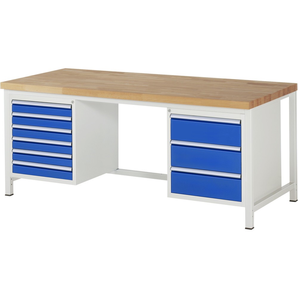 Pracovný stôl RAU série 8000, počet kontajnerov: 2, v × š × h 840 – 1 040 × 2 000 × 900 mm, 9 zásuv. so 90 % vysunutím Číslo obrázka výrobku 1: Pracovný stôl RAU série 8000, počet kontajnerov: 2, v × š × h 840 – 1 040 × 2 000 × 900 mm, 9 zásuv. so 90 % vysunutím