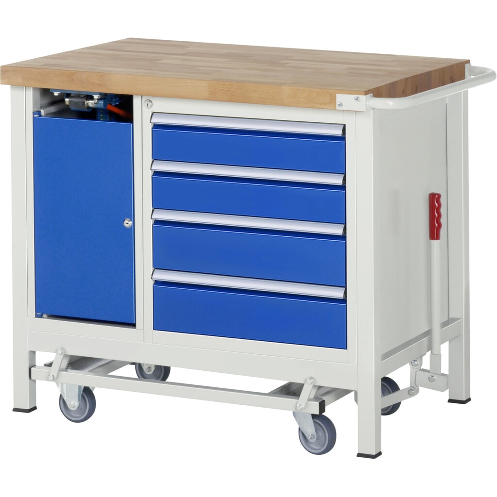 Pracovný stôl RAU série 8000 so znížiteľným podvozkom, počet kontajnerov: 2, v × š × h 880 × 1 000 × 700 mm, 5 zásuv., 2 × 90 mm, 3 × 120 mm Číslo obrázka výrobku 13: Pracovný stôl RAU série 8000 so znížiteľným podvozkom, počet kontajnerov: 2, v × š × h 880 × 1 000 × 700 mm, 5 zásuv., 2 × 90 mm, 3 × 120 mm