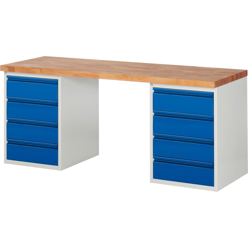 Obrázok výrobku: Steinbock® pracovný stôl, 2x 4 zásuvky, V x Š x H 840 x 2 000 x 700 mm, RAL 7035/5010