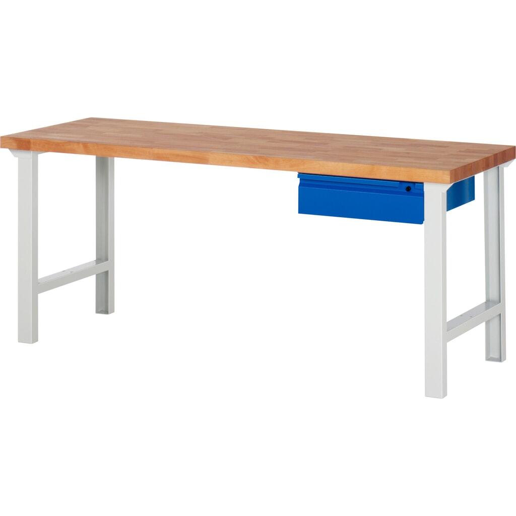 Obrázok výrobku: Pracovný stôl Steinbock® so zásuvkou, V x Š x H 840 x 2 000 x 700 mm, RAL 7035/5010