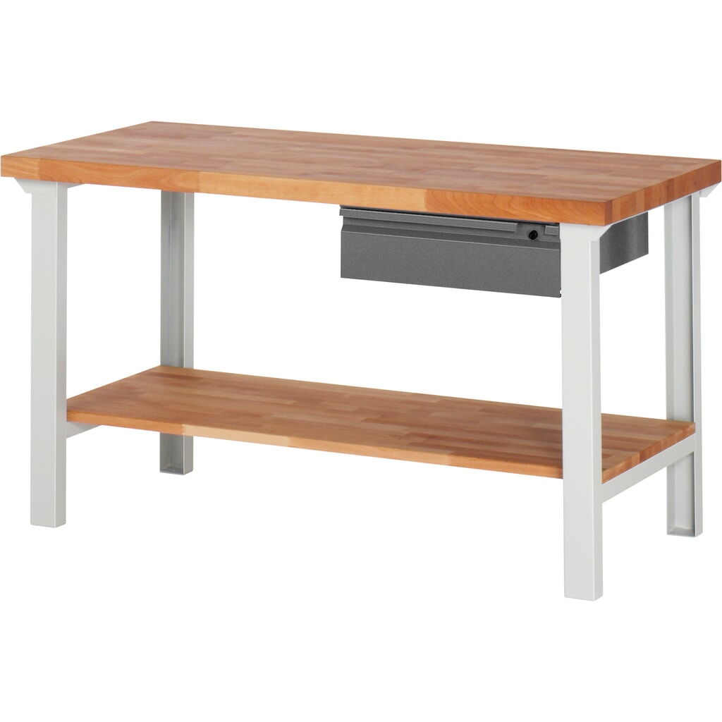 Pracovný stôl Steinbock® so zásuvkou a policou, V x Š x H 840 x 1500 x 700 mm, RAL 7035/7016 Obrázok výrobku: Pracovný stôl Steinbock® so zásuvkou a policou, V x Š x H 840 x 1500 x 700 mm, RAL 7035/7016