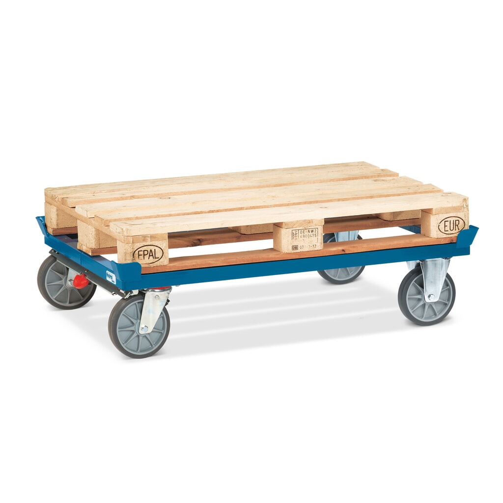 Prepravný podvozok fetra® so zvýšenými rohmi, nosnosť 750 kg, pre palety 1200 x 800 mm, TPE pneumatiky, s centrálna brzda Číslo obrázka výrobku 2: Prepravný podvozok fetra® so zvýšenými rohmi, nosnosť 750 kg, pre palety 1200 x 800 mm, TPE pneumatiky, s centrálna brzda