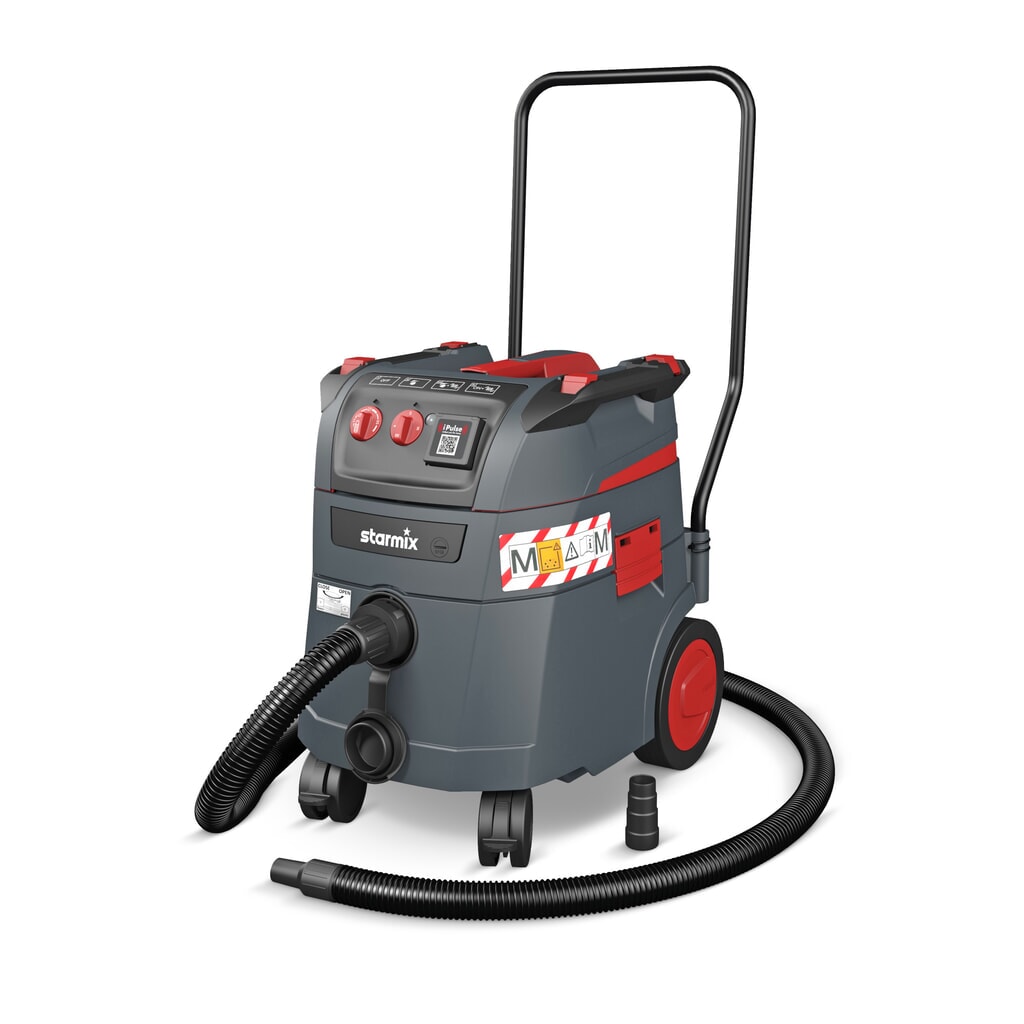 Priemyselný vysávač starmix iPulse, trieda prachu M, sklápací podvozok, 1 600 W, 35 litrov Obrázok výrobku: Priemyselný vysávač starmix iPulse, trieda prachu M, sklápací podvozok, 1 600 W, 35 litrov