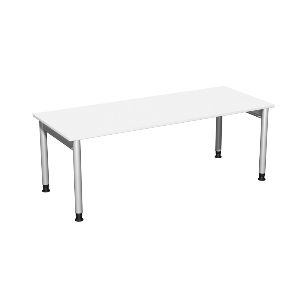 Obrázok výrobku: Manuálne výškovo nastaviteľný písací stôl Geramöbel Profi, 4-nohý rám, š × h 2 000 × 800 mm, biela farba