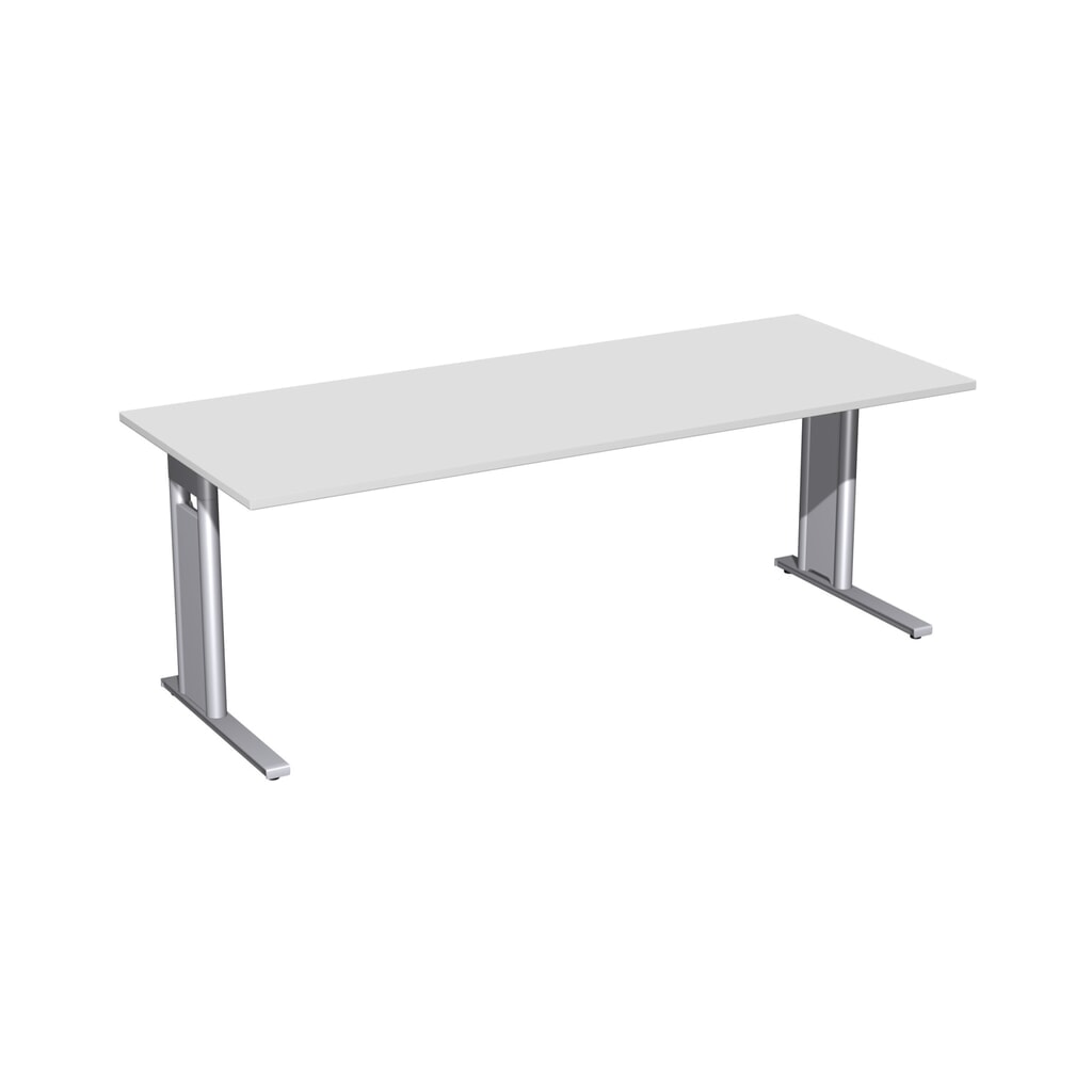 Kancelársky písací stôl Geramöbel profesionál, podstavcom s nohami v tvare C, š x h 2 000 x 800 mm, svetlosivá farba Obrázok výrobku: Kancelársky písací stôl Geramöbel profesionál, podstavcom s nohami v tvare C, š x h 2 000 x 800 mm, svetlosivá farba