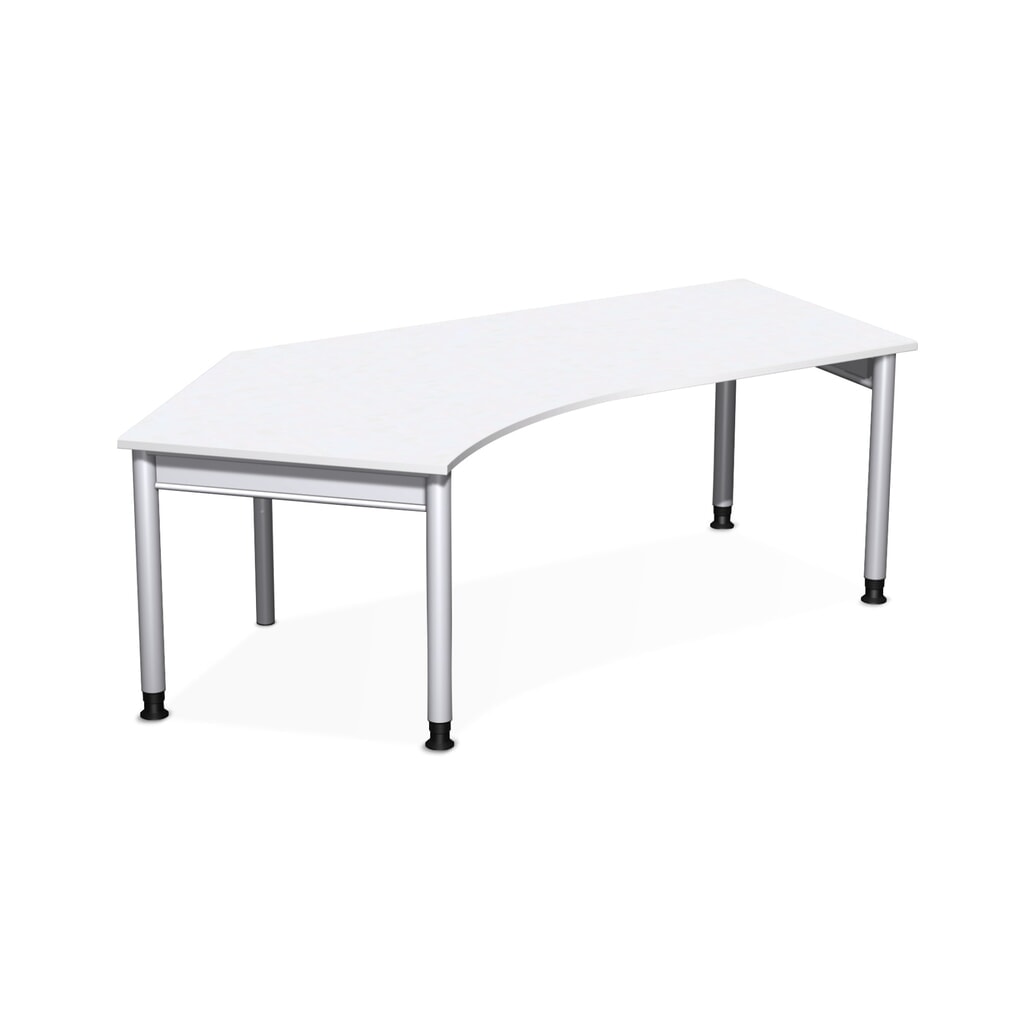 Manuálne výškovo nastaviteľný písací stôl Geramöbel Profi, 4-nohý rám, stolová doska vo voľnom tvare 135° vľavo, š × h 2 166 × 1 130 mm, biela farba Obrázok výrobku: Manuálne výškovo nastaviteľný písací stôl Geramöbel Profi, 4-nohý rám, stolová doska vo voľnom tvare 135° vľavo, š × h 2 166 × 1 130 mm, biela farba