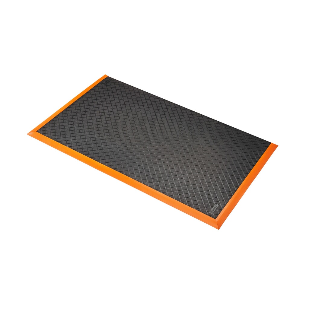 Protiúnavová rohož NoTrax Safety Stance Solid™, š × d 660 × 1 020 mm, čierno-oranžová Obrázok výrobku: Protiúnavová rohož NoTrax Safety Stance Solid™, š × d 660 × 1 020 mm, čierno-oranžová